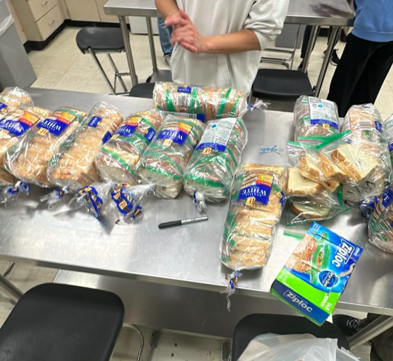 Sandwiches being packed
