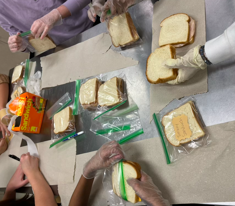 Sandwiches being packed