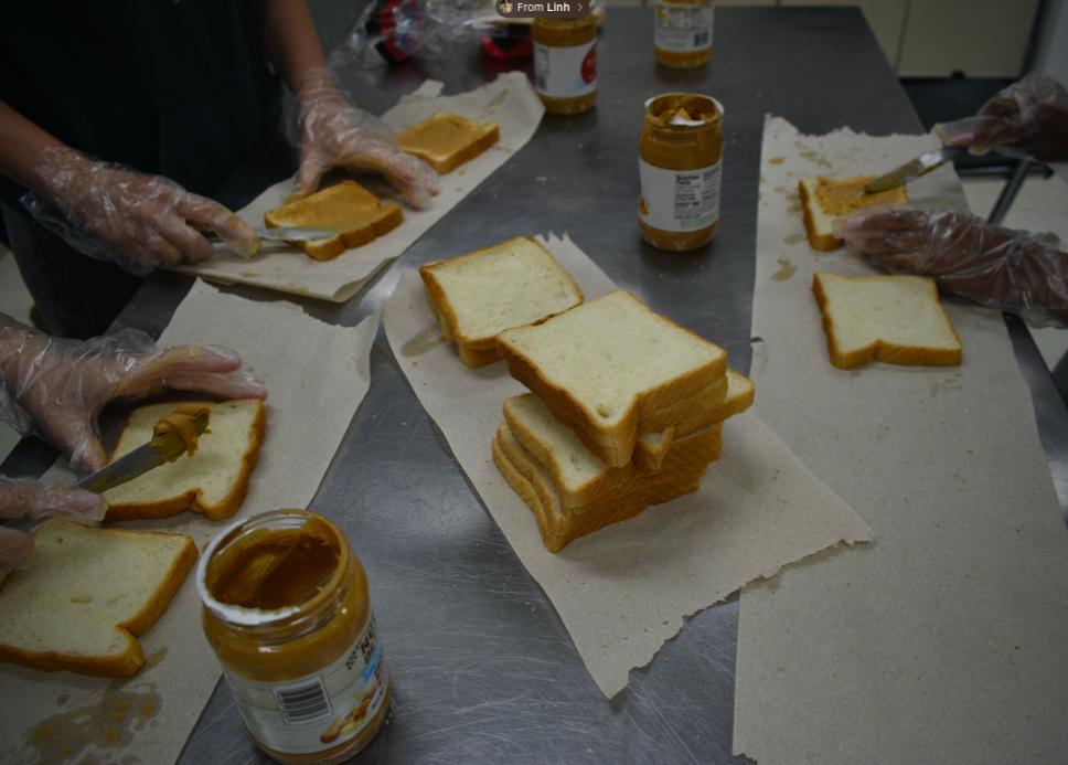 Sandwiches being made with peanut butter